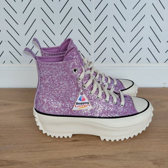⭐Converse Run Star Hike Hi Platform 6 Women Shoes Sneaker Purple Glitter A10096C - Picture 6 of 12
